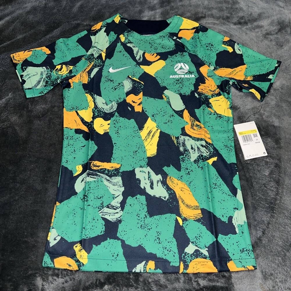 SMALL Australia National Team Nike 2022/23 Pre-Match Top Green/Yellow DM9543-720 - Picture 3 of 12